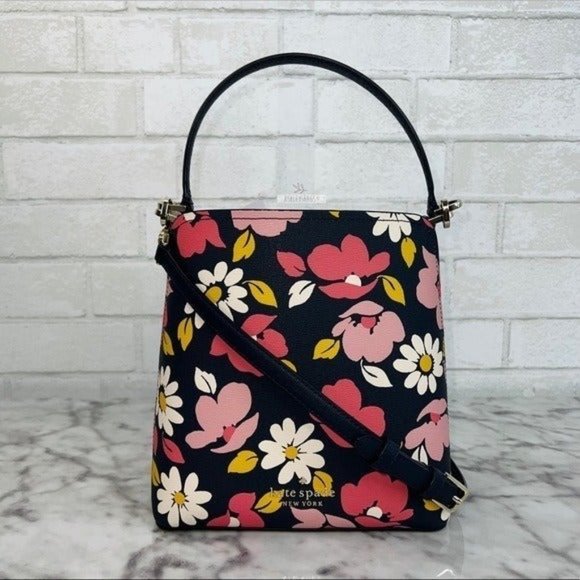 Kate Spade Darcy Road Trip Floral Bucket Bag Crossbody Blue Multi